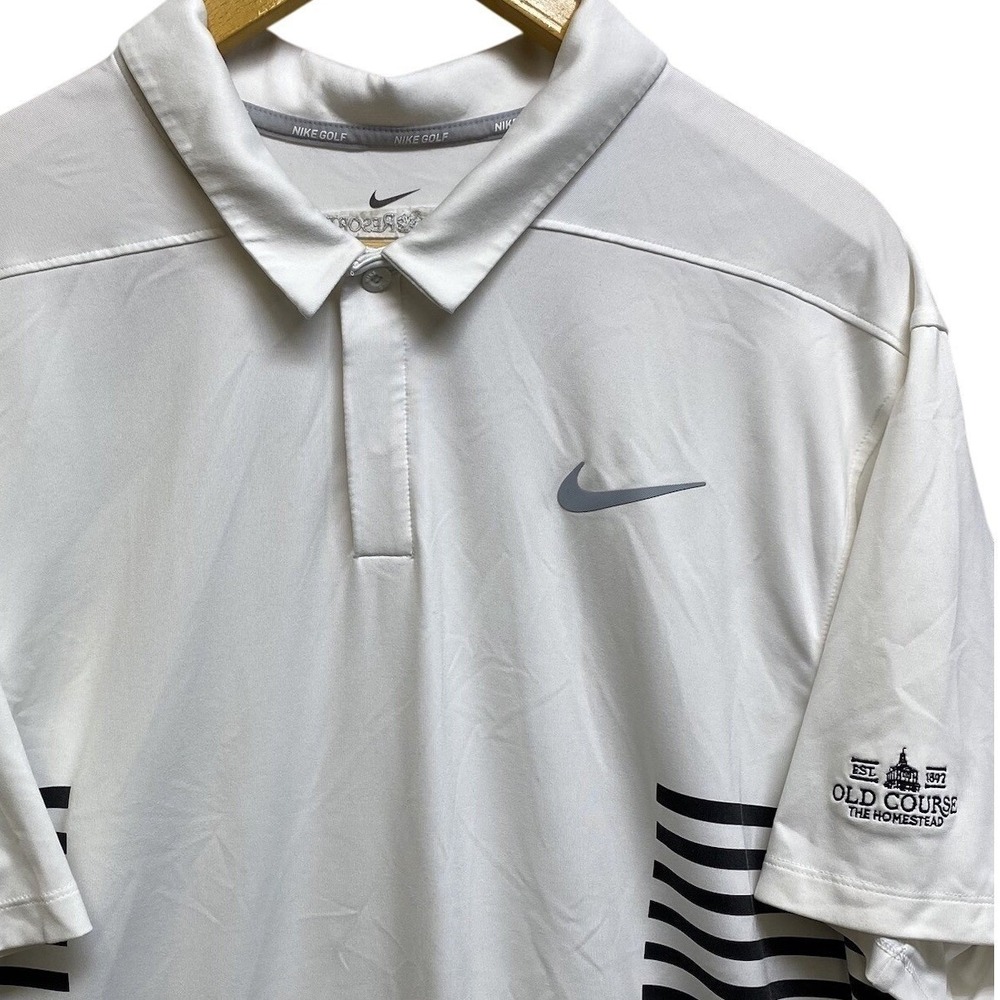 Nike Golf Polo Shirt Mens XL White Striped Old Course Homestead Omni Resorts